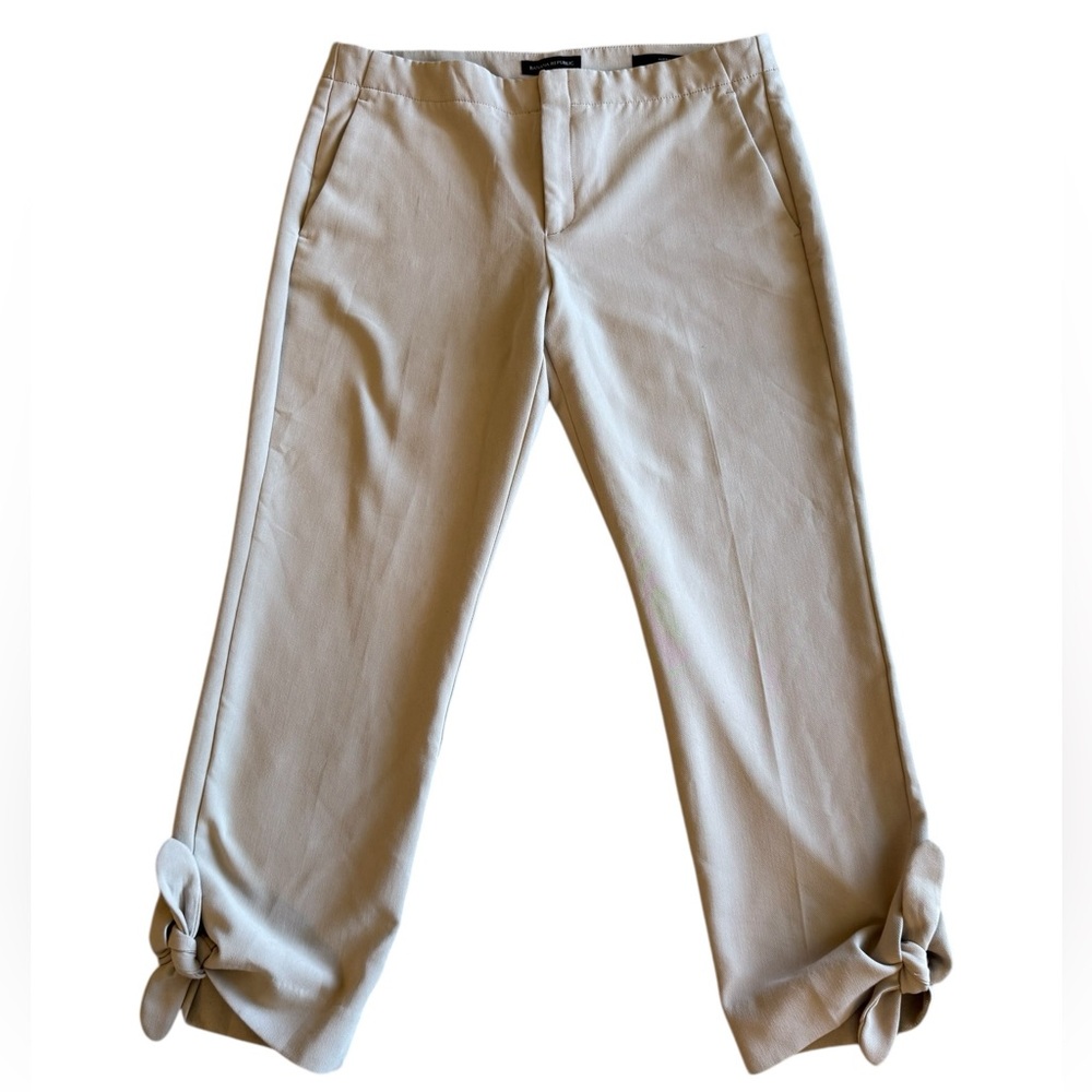 Banana Republic Neutral Tie-Hem Straight Pants - Sandstone Beige - Picture 2 of 9